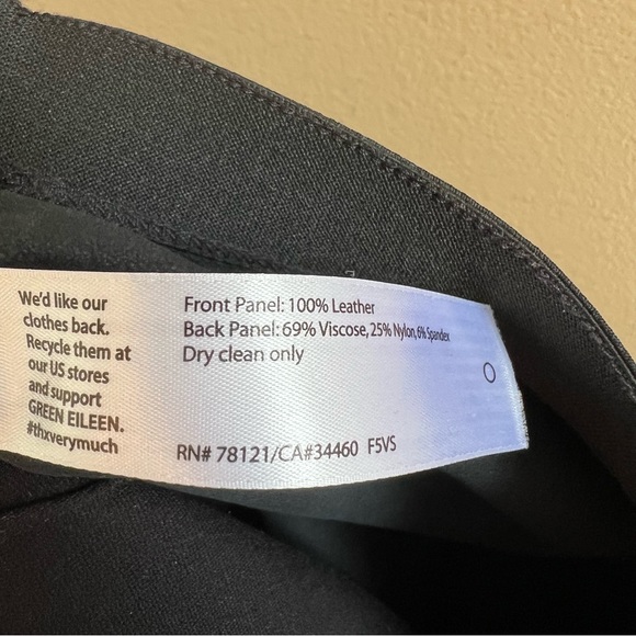 EILEEN FISHER Genuine Leather Panel Ponte Knit Black Pants Women’s Size XS - Picture 5 of 7